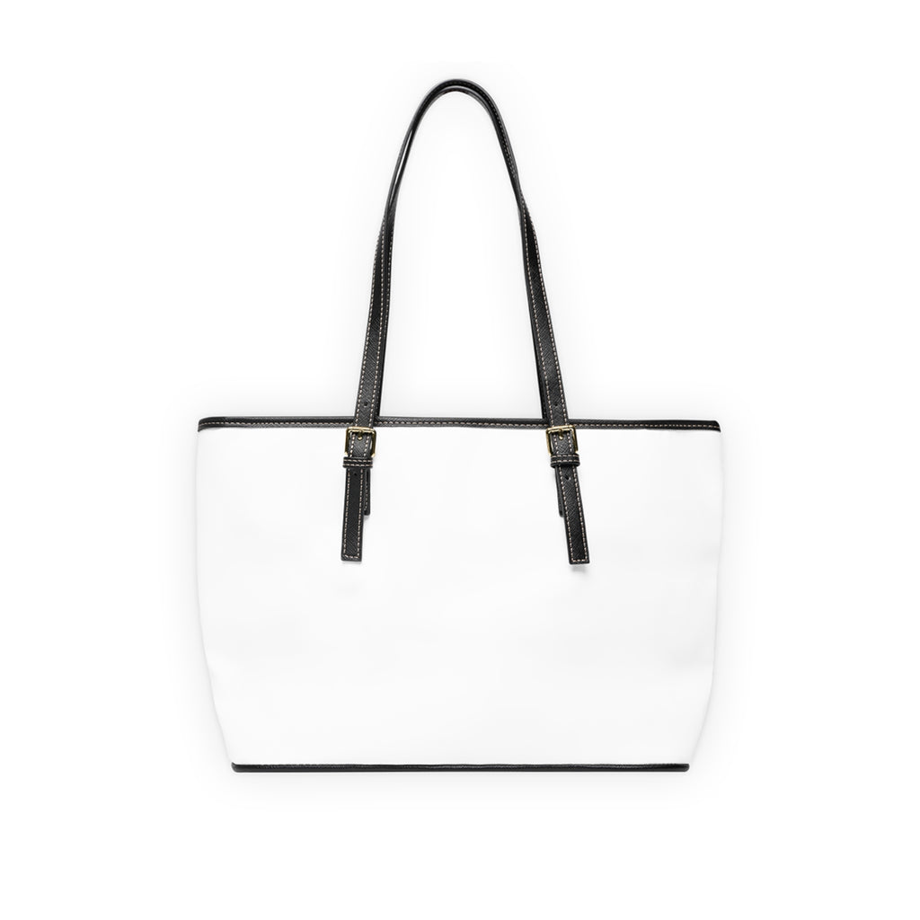 Classic PU JMYM Leather Shoulder Bag — Minimal White Tote with Black Straps