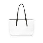 Classic PU JMYM Leather Shoulder Bag — Minimal White Tote with Black Straps