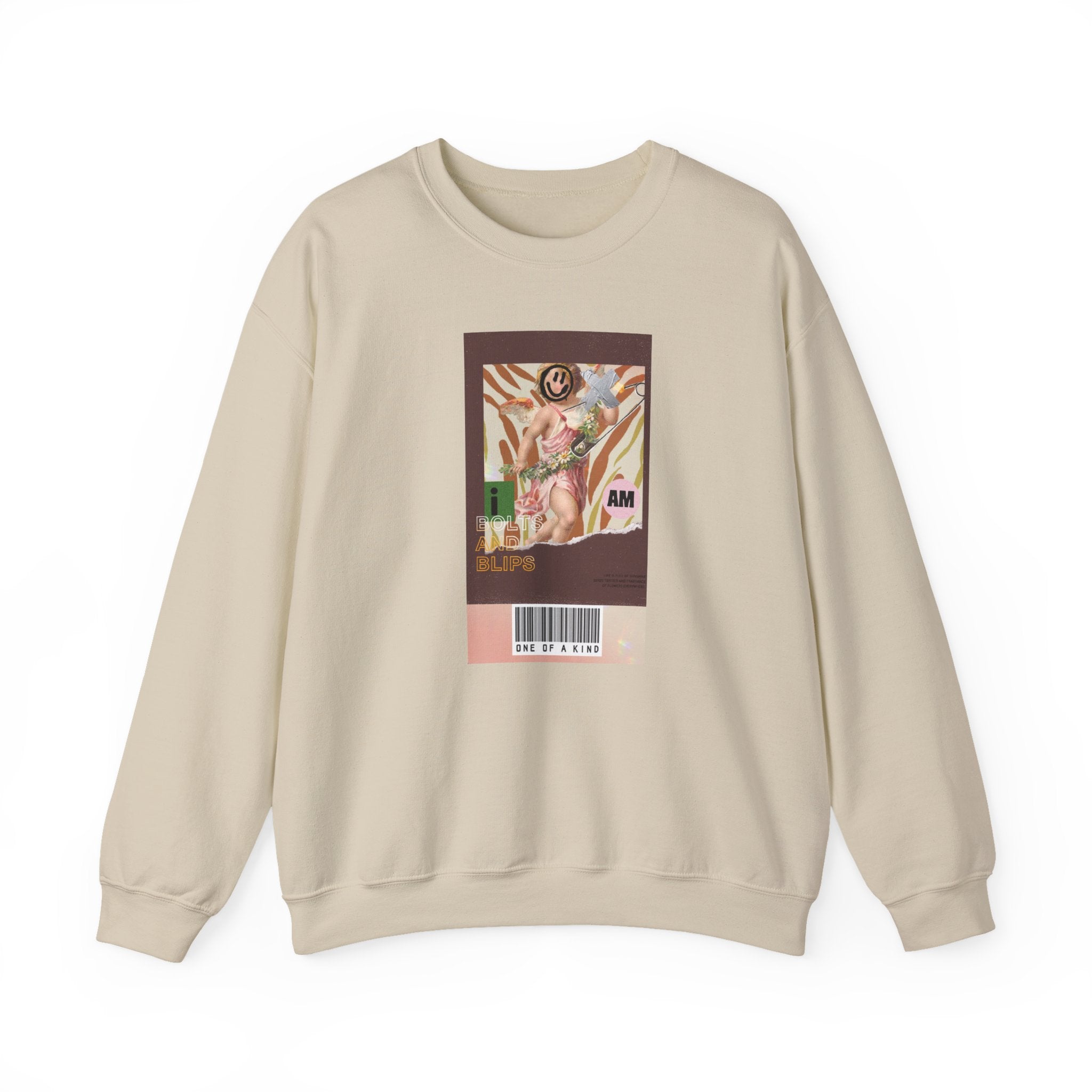 Vintage Collage Crewneck Sweatshirt — AM Barcode Graphic