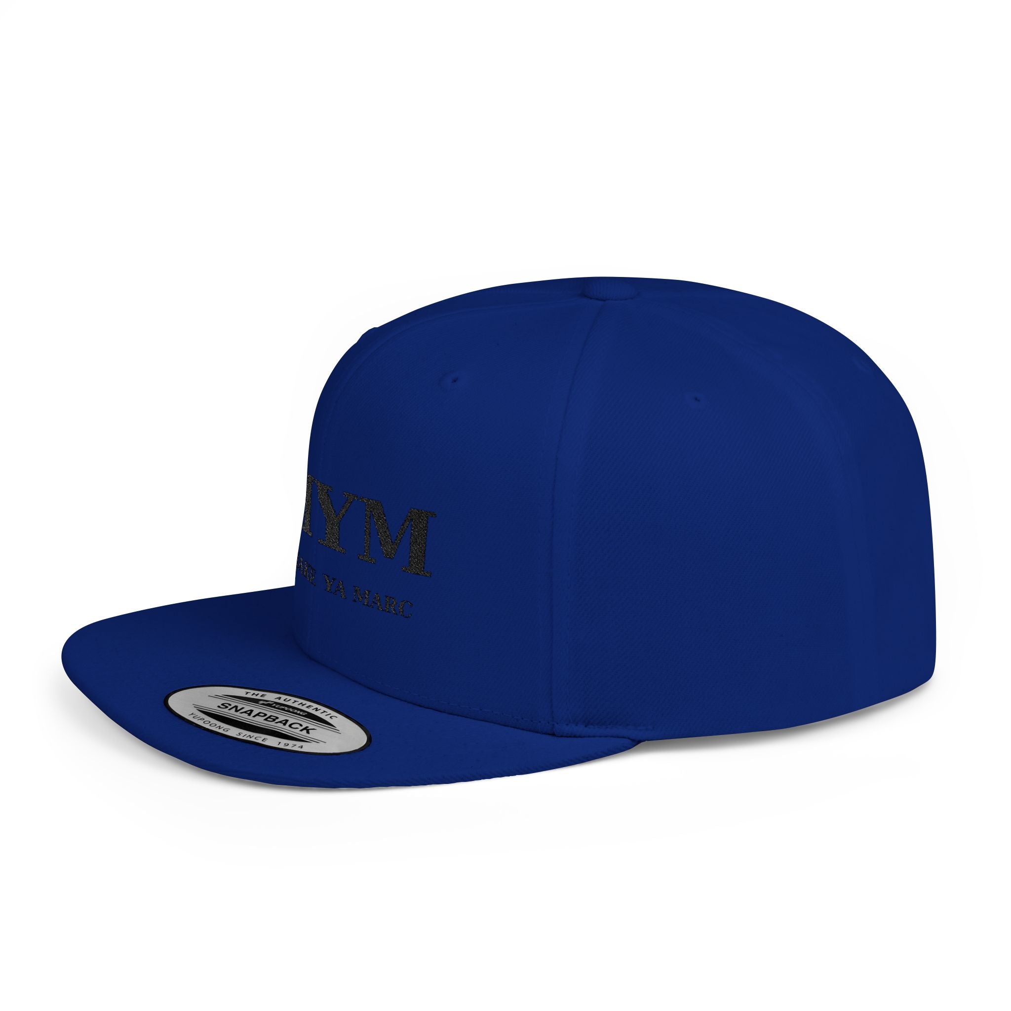 Flat Bill Snapback Hat — “jus make ya marc” Signature Logo