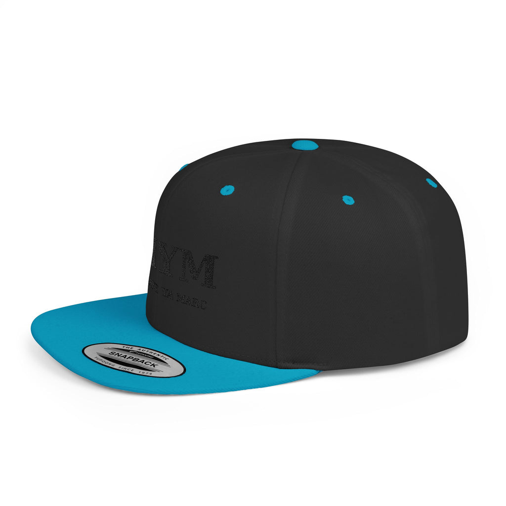 Flat Bill Snapback Hat — “jus make ya marc” Signature Logo