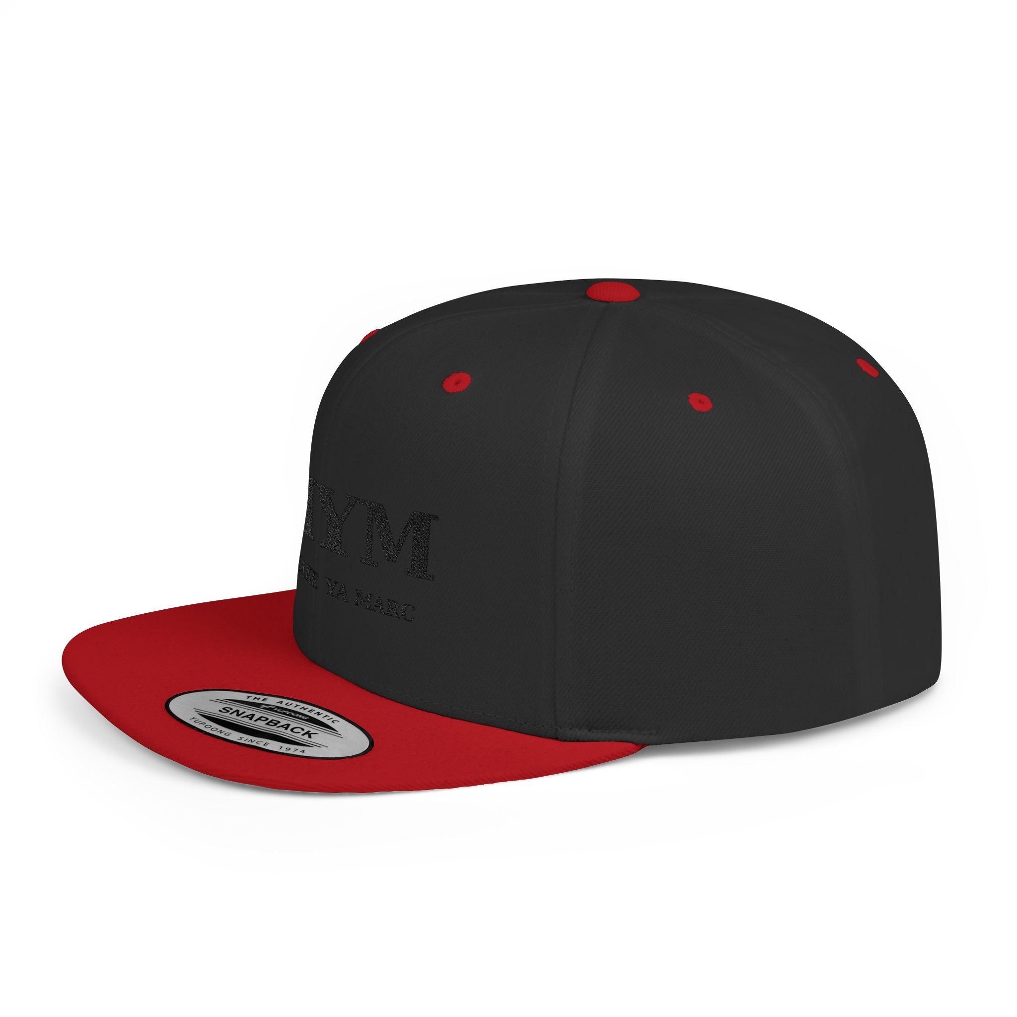 Flat Bill Snapback Hat — “jus make ya marc” Signature Logo