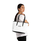 Classic PU JMYM Leather Shoulder Bag — Minimal White Tote with Black Straps