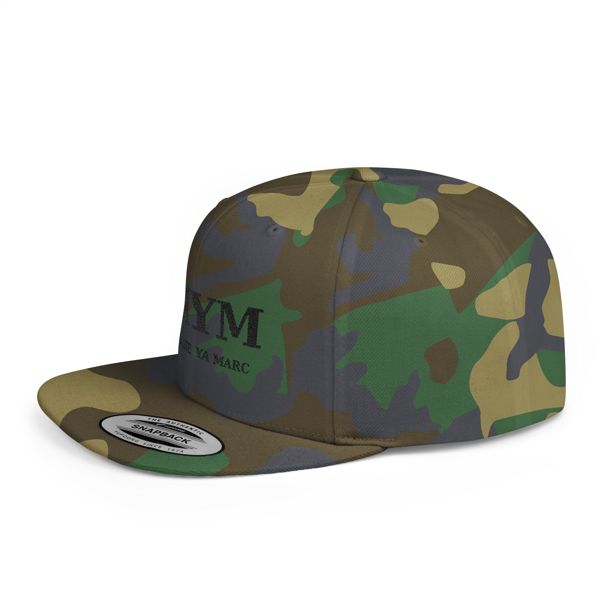 Flat Bill Snapback Hat — “jus make ya marc” Signature Logo