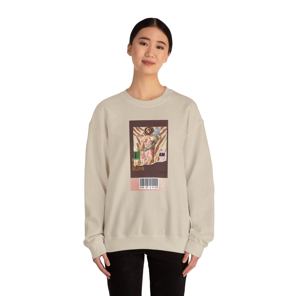 Vintage Collage Crewneck Sweatshirt — AM Barcode Graphic