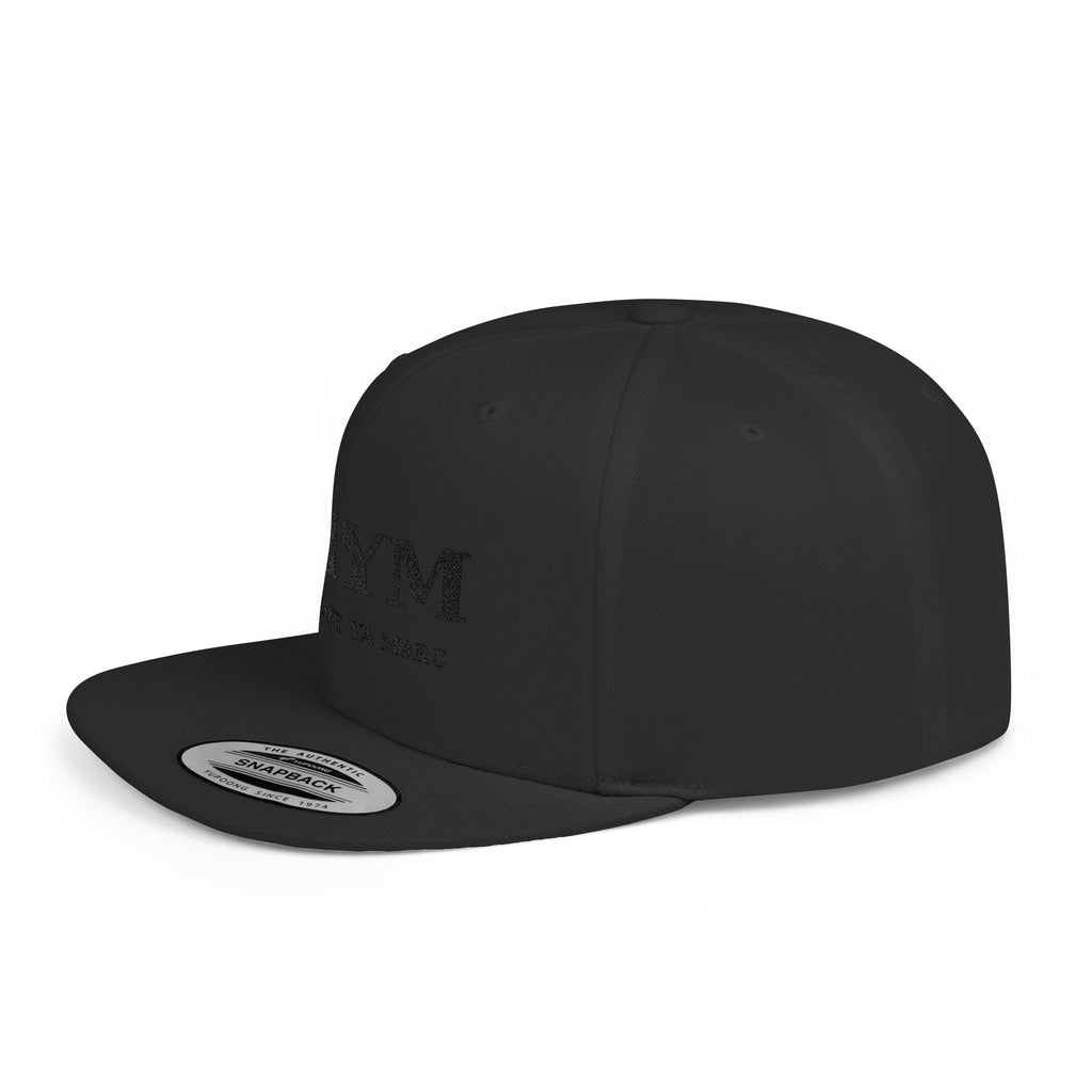 Flat Bill Snapback Hat — “jus make ya marc” Signature Logo