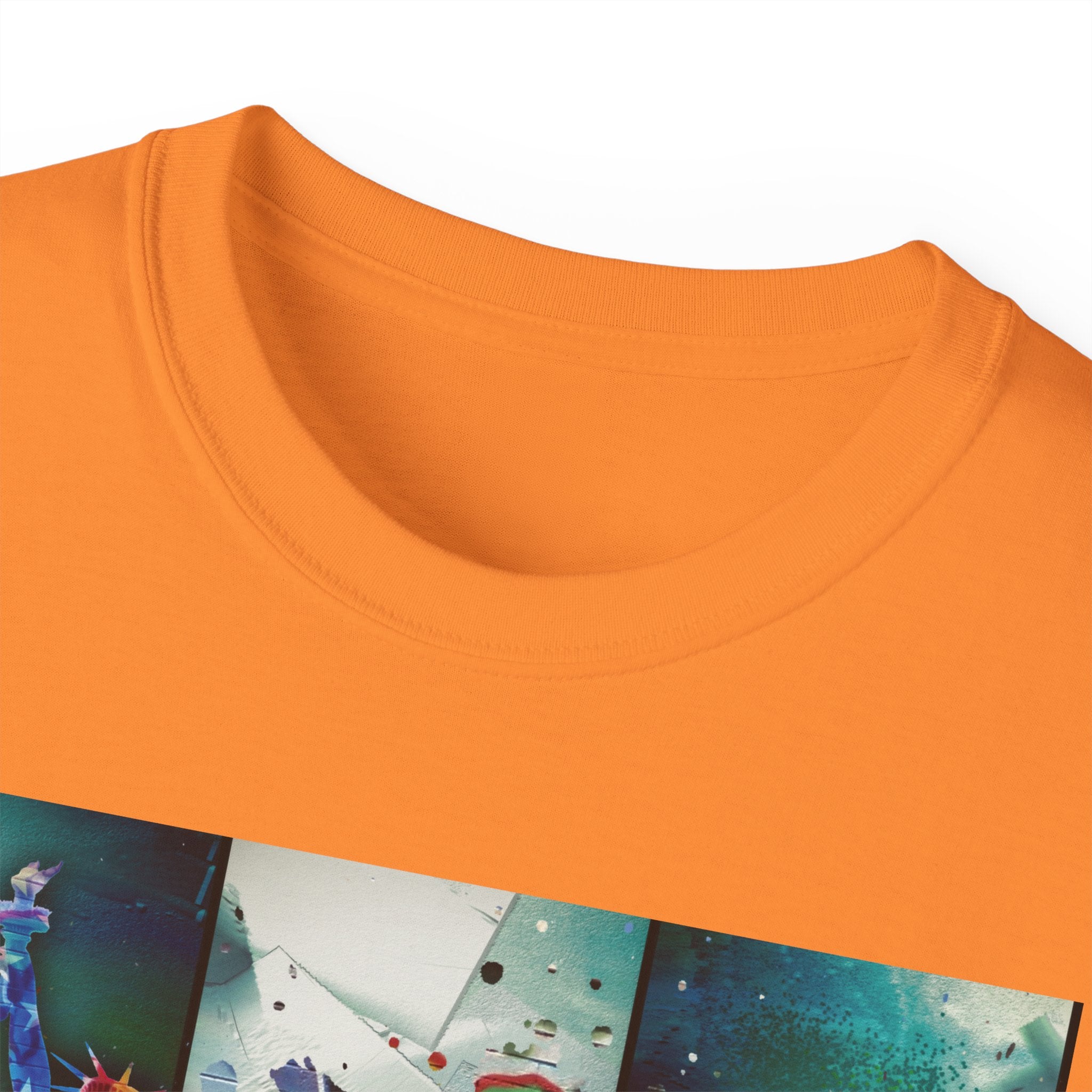 Abstract Graffiti Collage Tee — "JUS MAKE YA MARC" Street Art Graphic Shirt