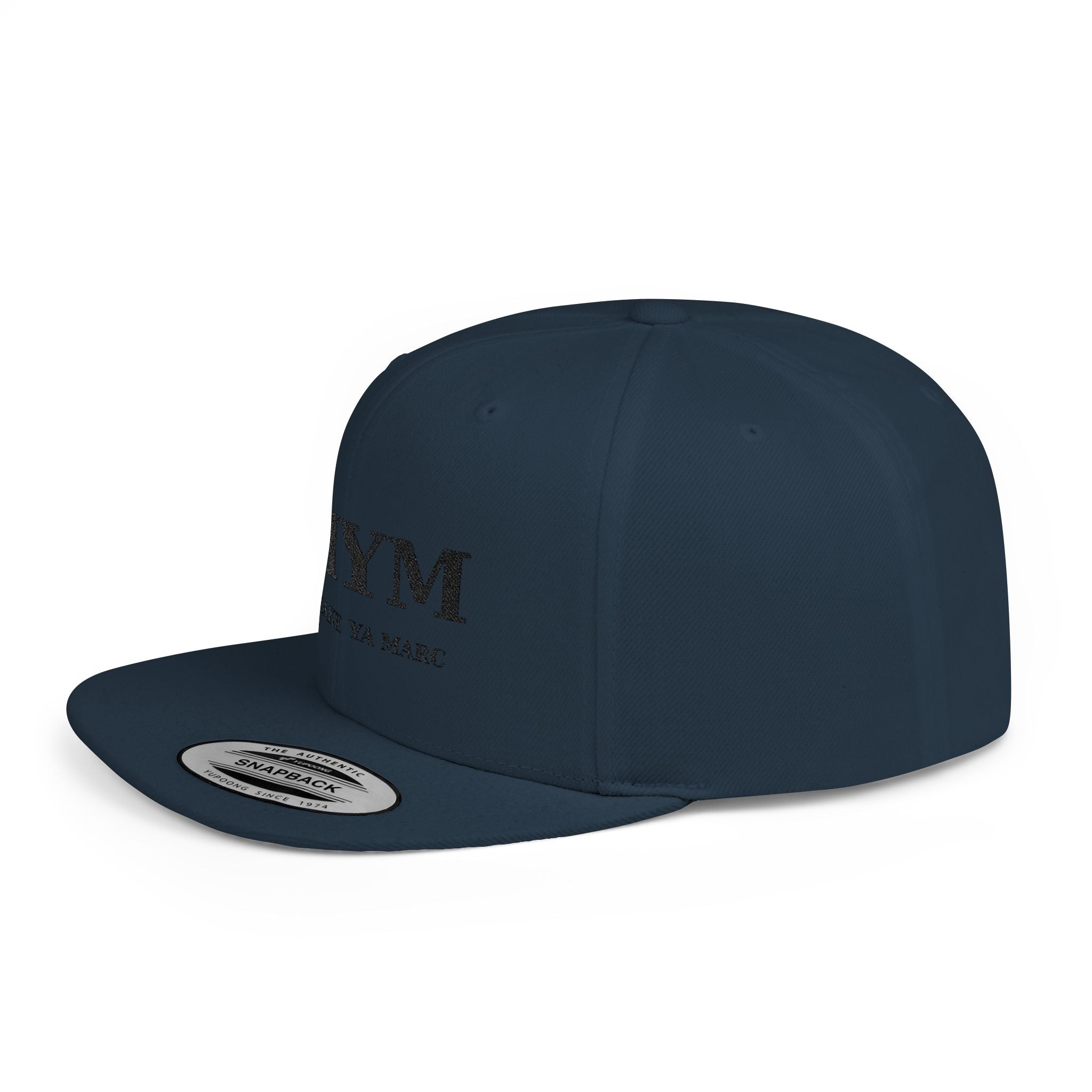 Flat Bill Snapback Hat — “jus make ya marc” Signature Logo