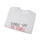Crewneck Sweatshirt — Upside-Down 'YA MARC / JUS MAKE' Graphic