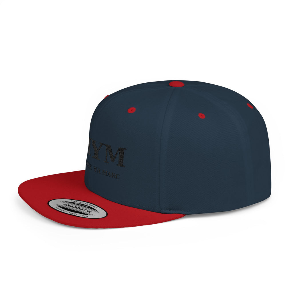 Flat Bill Snapback Hat — “jus make ya marc” Signature Logo
