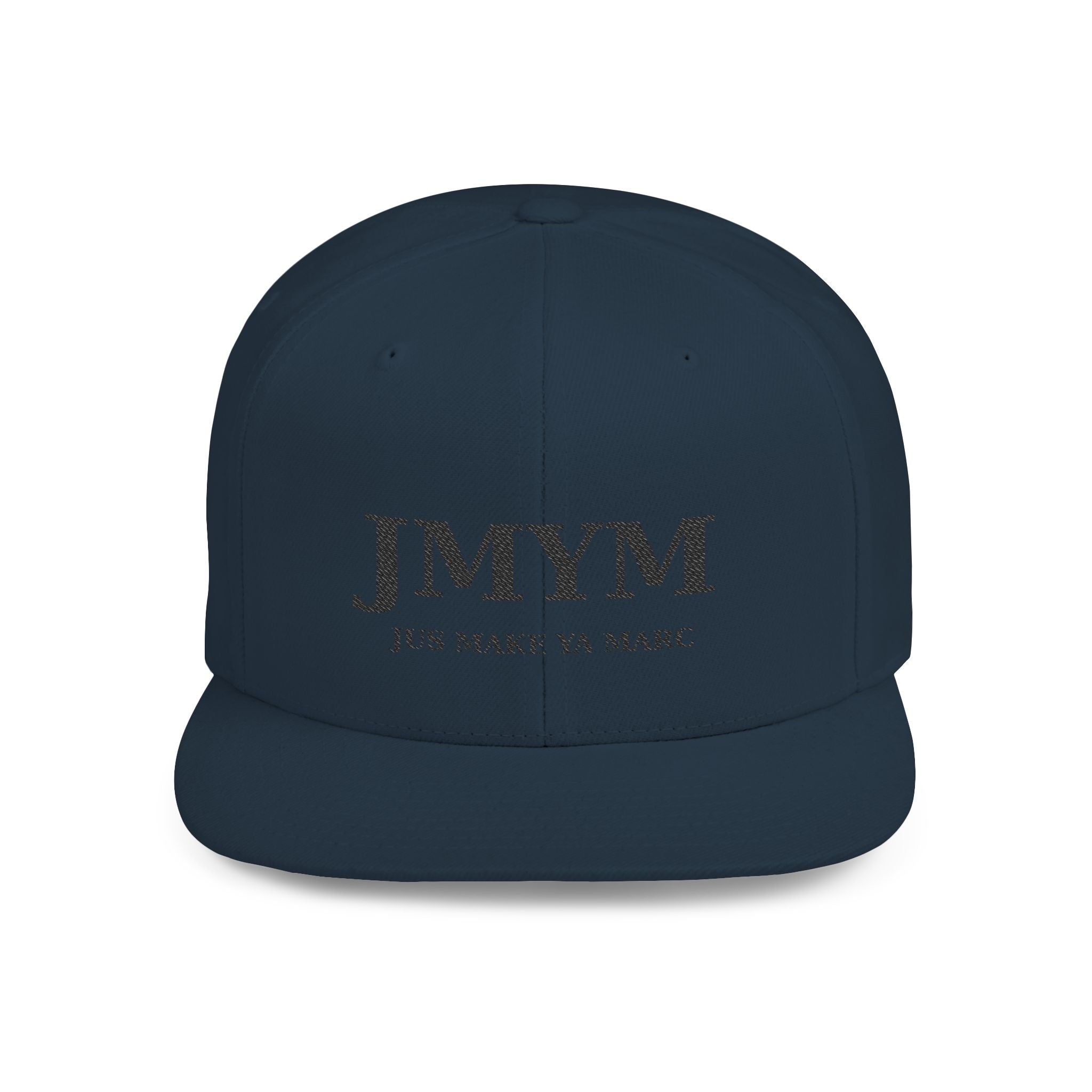 Flat Bill Snapback Hat — “jus make ya marc” Signature Logo