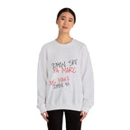 Crewneck Sweatshirt — Upside-Down 'YA MARC / JUS MAKE' Graphic