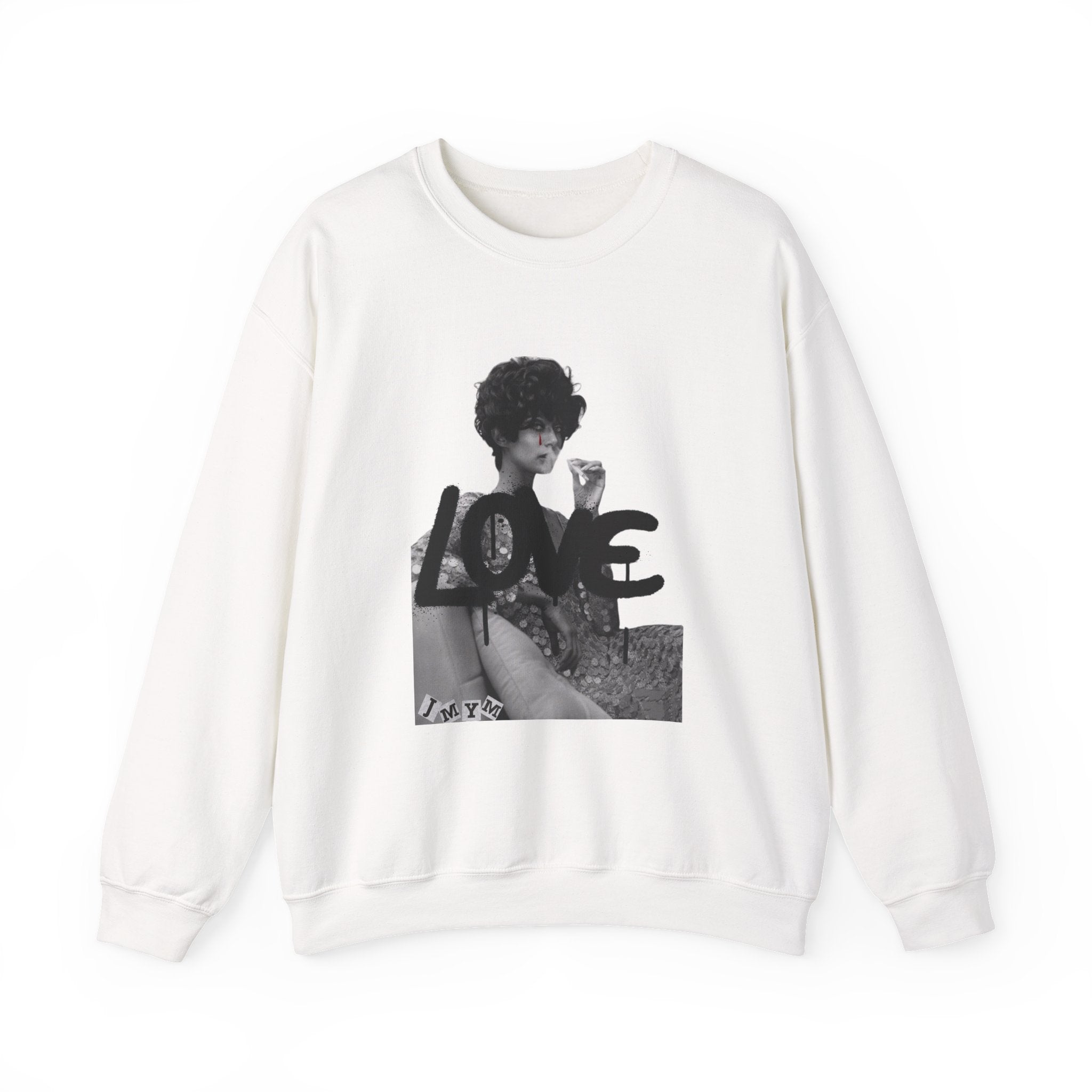 LOVE Photo Crewneck Sweatshirt — Retro Black & White Graphic