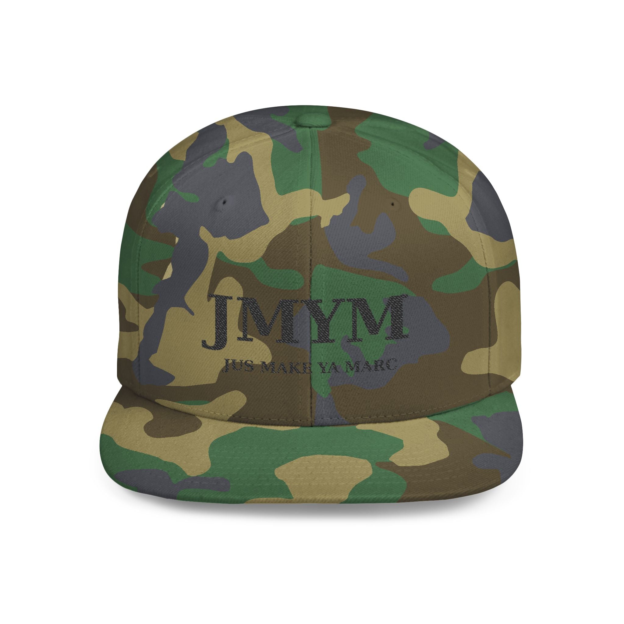 Flat Bill Snapback Hat — “jus make ya marc” Signature Logo