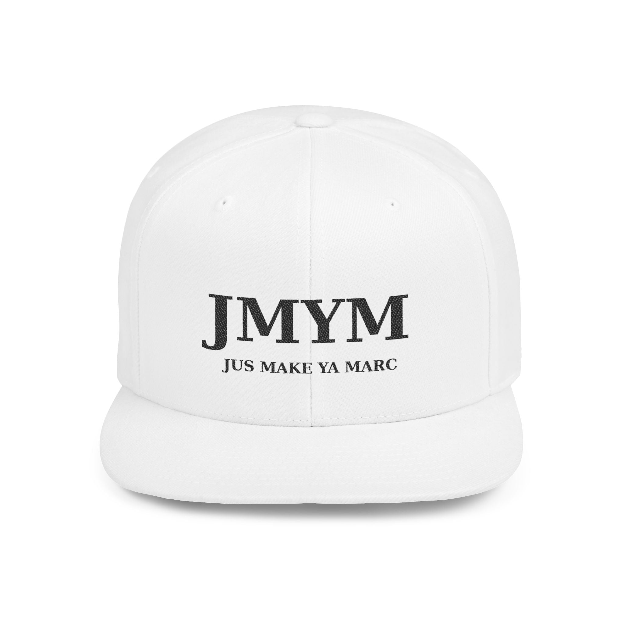 Flat Bill Snapback Hat — “jus make ya marc” Signature Logo