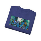 Abstract Graffiti Collage Tee — "JUS MAKE YA MARC" Street Art Graphic Shirt