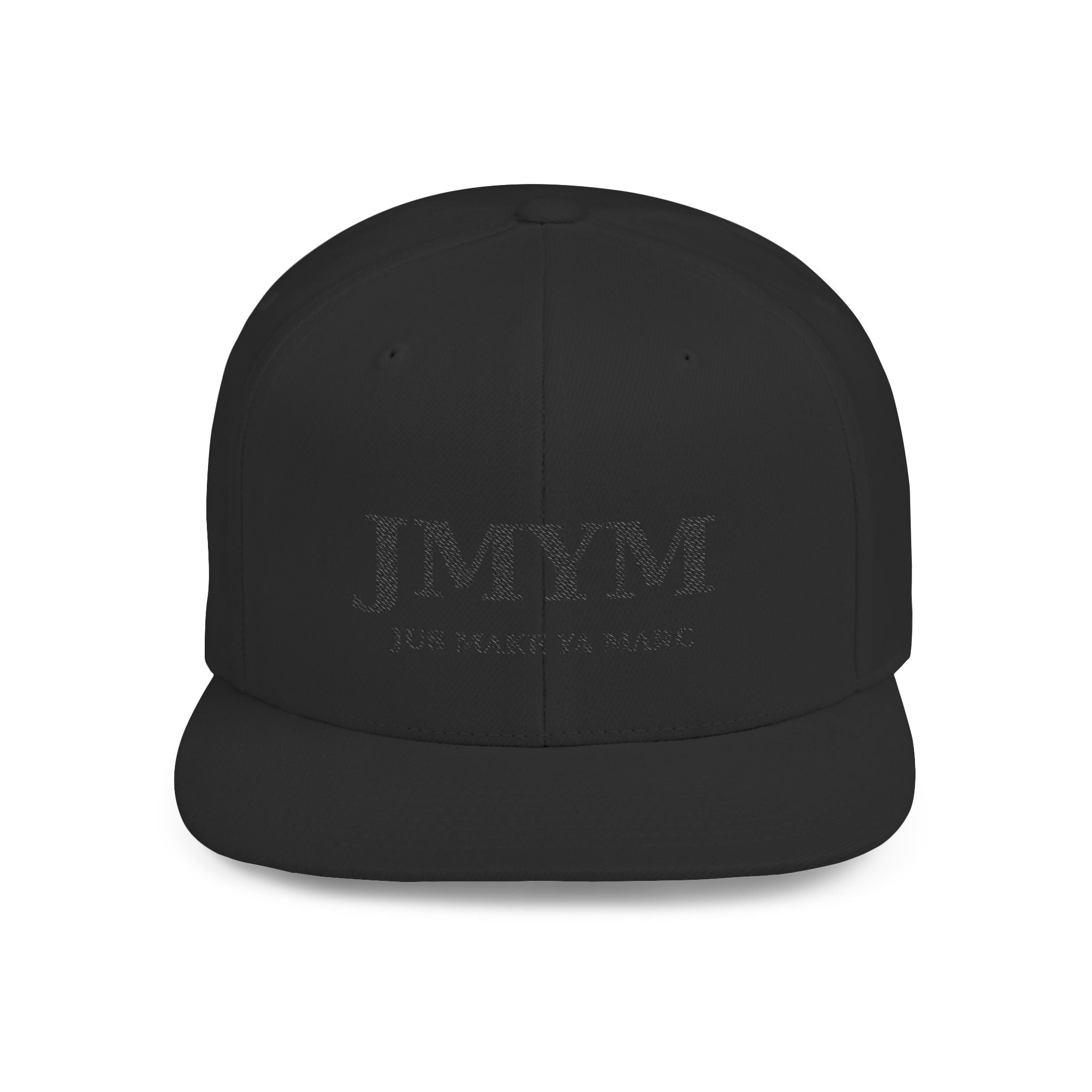 Flat Bill Snapback Hat — “jus make ya marc” Signature Logo