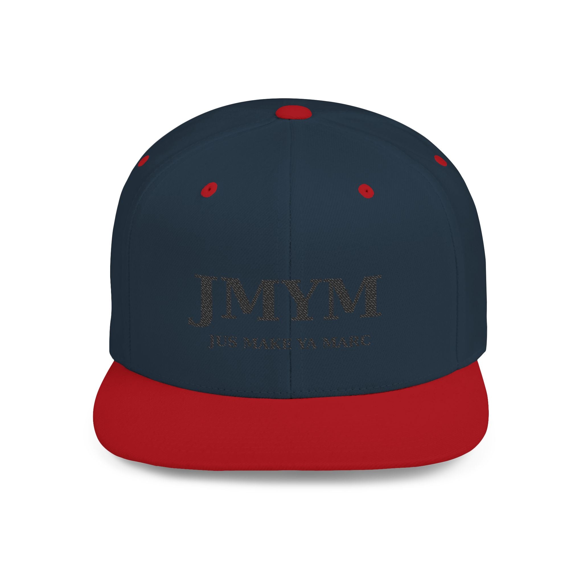 Flat Bill Snapback Hat — “jus make ya marc” Signature Logo